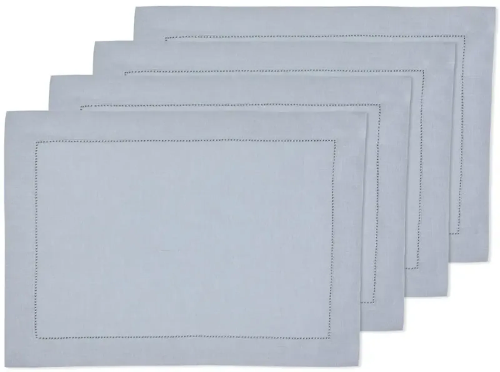 Solino Home 100% Pure Linen Placemats Set of 4 - 14 x 19 Inch | Classic Hemstitch