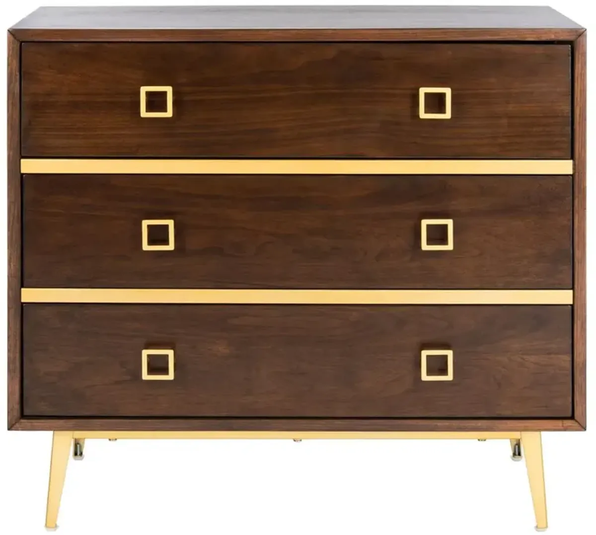 Safavieh Katia 3 Drawer Chest, Walnut/Gold
