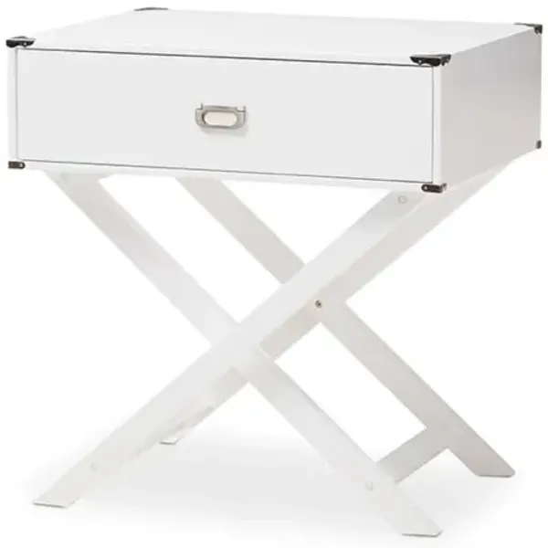 Baxton Studio Curtice Modern And Contemporary White 1-Drawer Wooden End Table