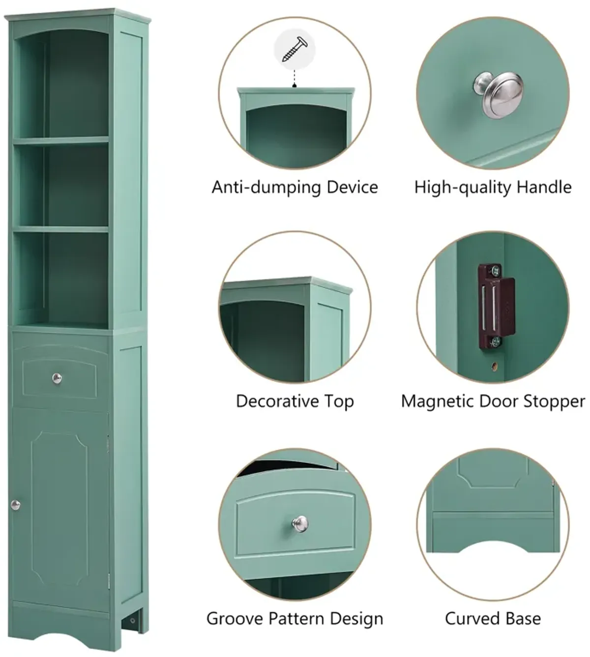 Merax Classic Freestanding Bathroom Storage Cabinet with Drawer