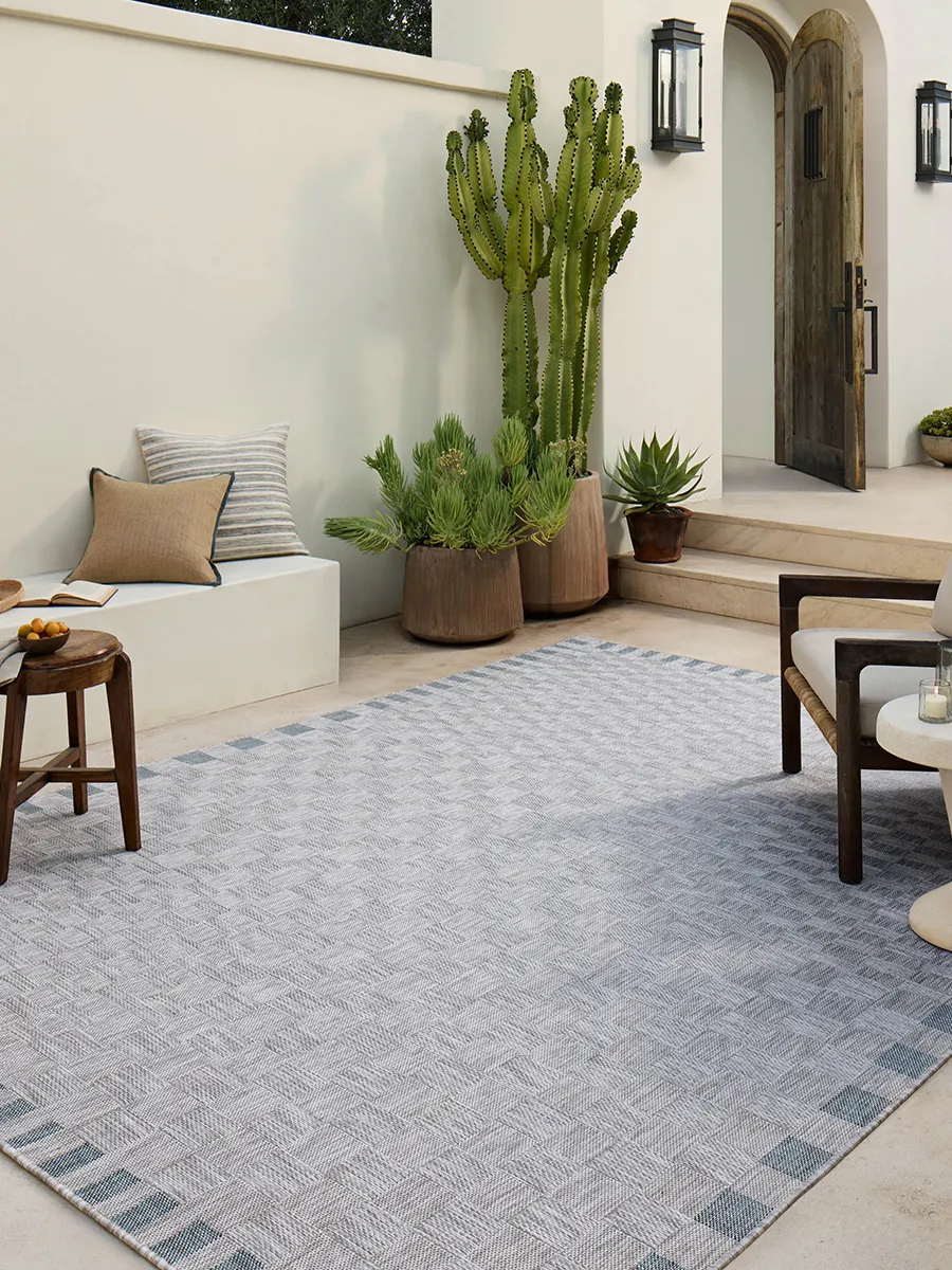 Topanga Silver/Blue 5'3" x 7'6" Area Rug by Amber Lewis x Loloi