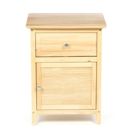 Hivvago Natural Wood Finish 1-Drawer Bedside Table Cabinet Nightstand