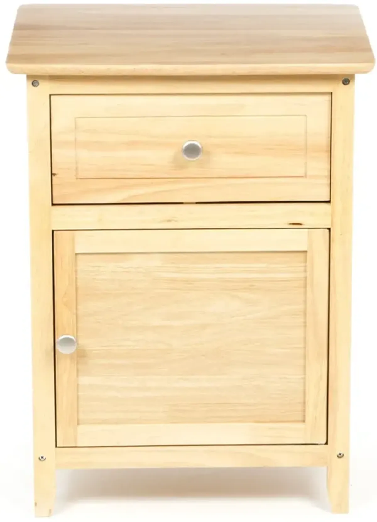 Hivvago Natural Wood Finish 1-Drawer Bedside Table Cabinet Nightstand