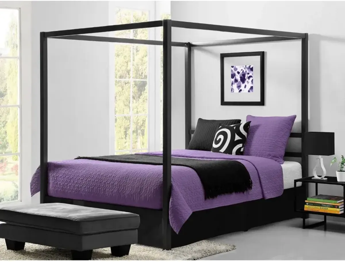 Hivvago Queen size Modern Canopy Bed in Sturdy Grey Metal