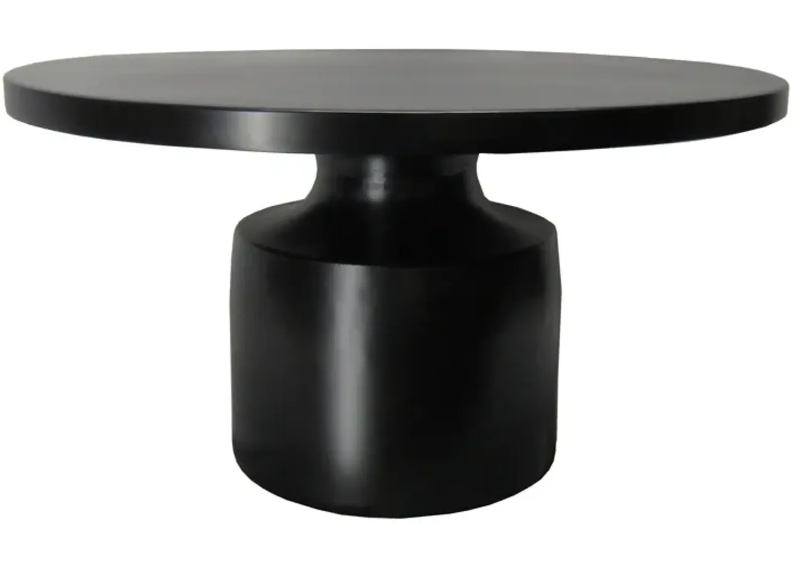 Zoe 30 Inch Round Coffee Table with Pedestal Base, Sleek Modern Silhouette, Matte Black Powder Coated Metal - Benzara