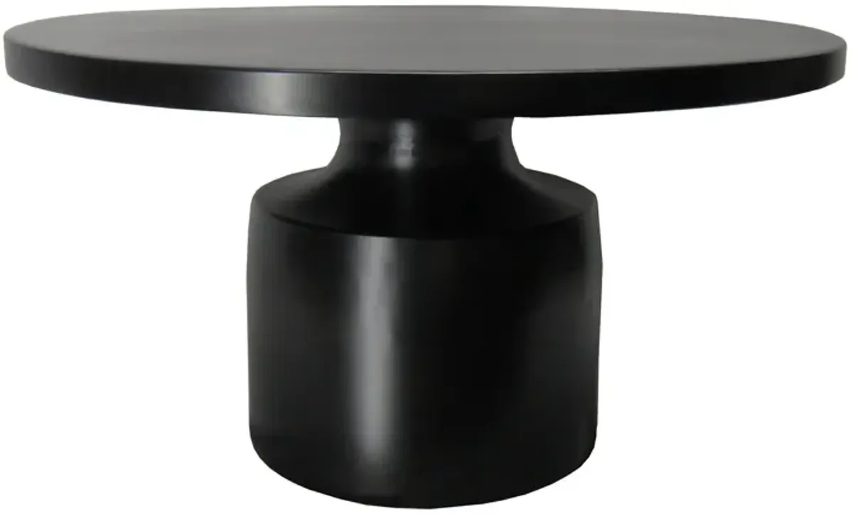 Zoe 30 Inch Round Coffee Table with Pedestal Base, Sleek Modern Silhouette, Matte Black Powder Coated Metal - Benzara