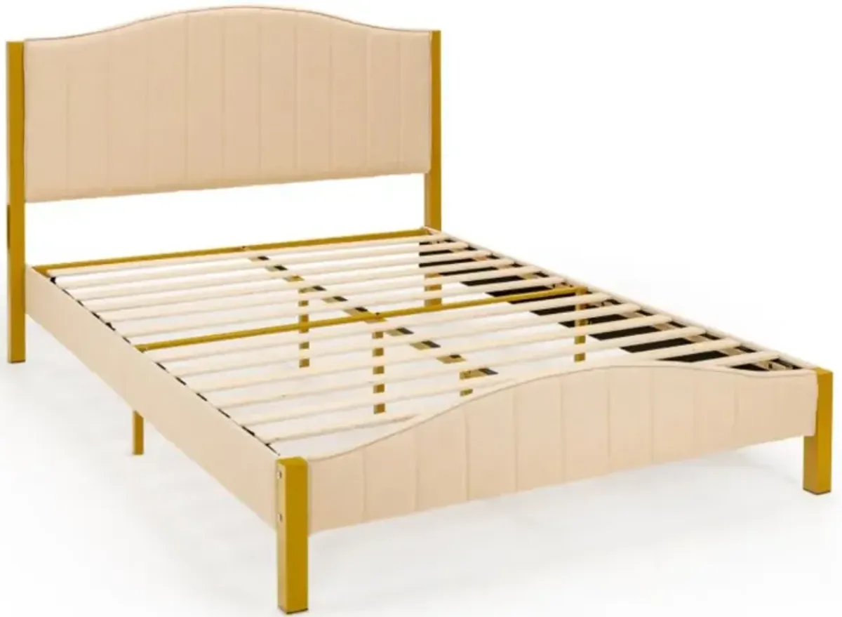 Hivvago Upholstered Bed Frame with Quilted Headboard