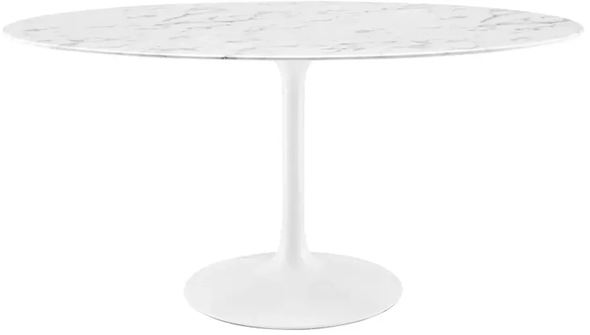 Modway - Lippa 60" Oval Artificial Marble Dining Table White