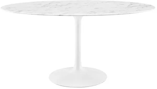 Modway - Lippa 60" Oval Artificial Marble Dining Table White