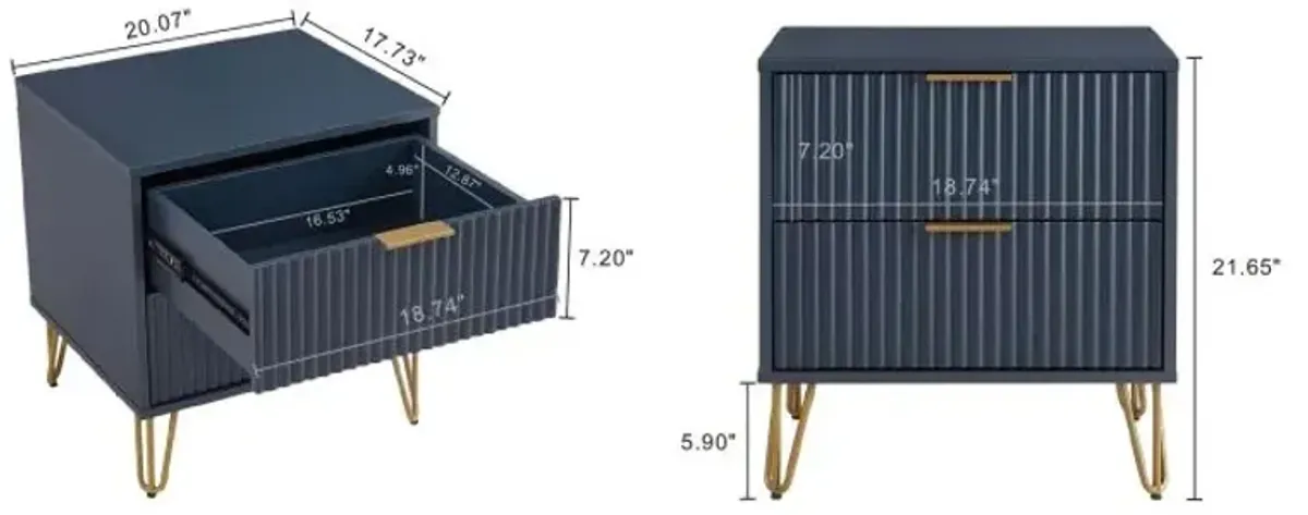 Dumbo 2-Drawer Nightstand in Blue