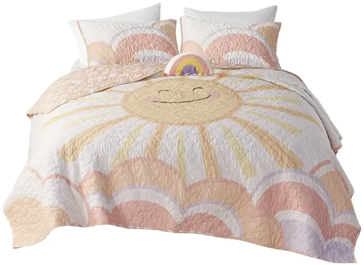 Gracie Mills Singleton Sunny Days Reversible Cotton Quilt Set with Throw Pillow