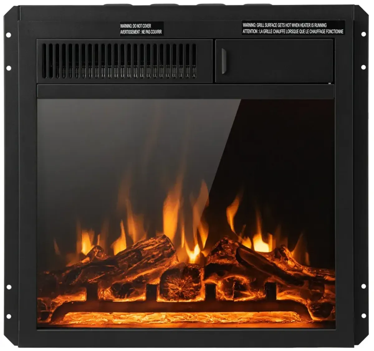 Electric Fireplace Insert with 7-Level Adjustable Flame Brightness