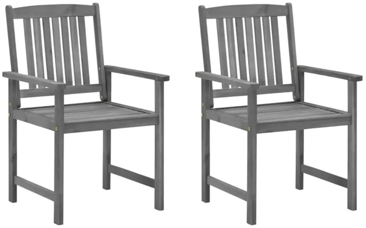 vidaXL Director's Chairs with Cushions 2 pcs Gray Solid Acacia Wood