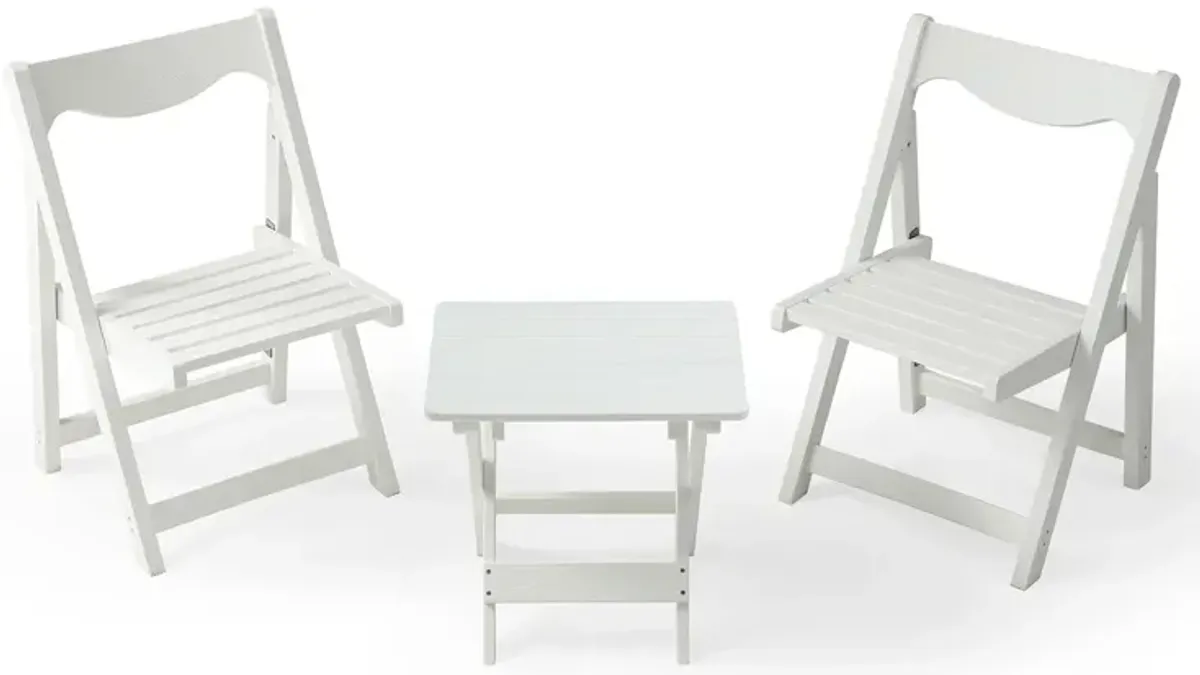 Streamdale Foldable Table Set with 2 Chairs, White