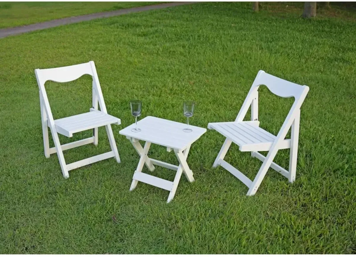 Hips Foldable Small Table And Chair Set With 2 Chairs And Rectangular Table White