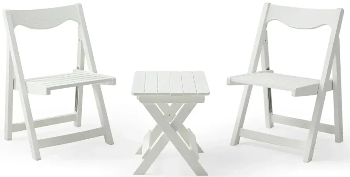 Streamdale Foldable Table Set with 2 Chairs, White
