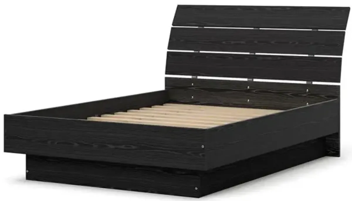 Tvilum Scottsdale Full Bed with Slat Roll, Black Woodgrain