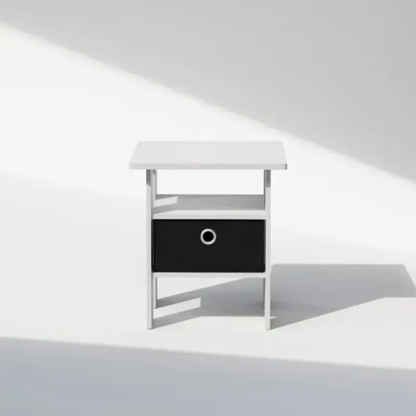 Tidur Bedside Table Nightstand with Bin Drawer, White/Black
