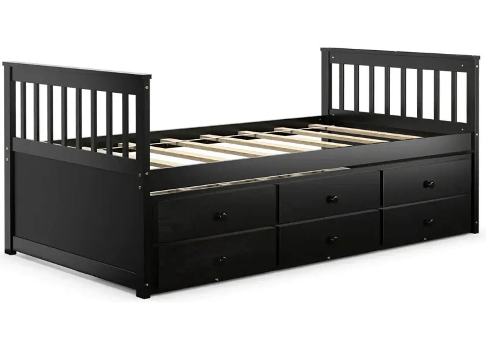 Twin Captain's Bed with Trundle and 3 Storage Drawers