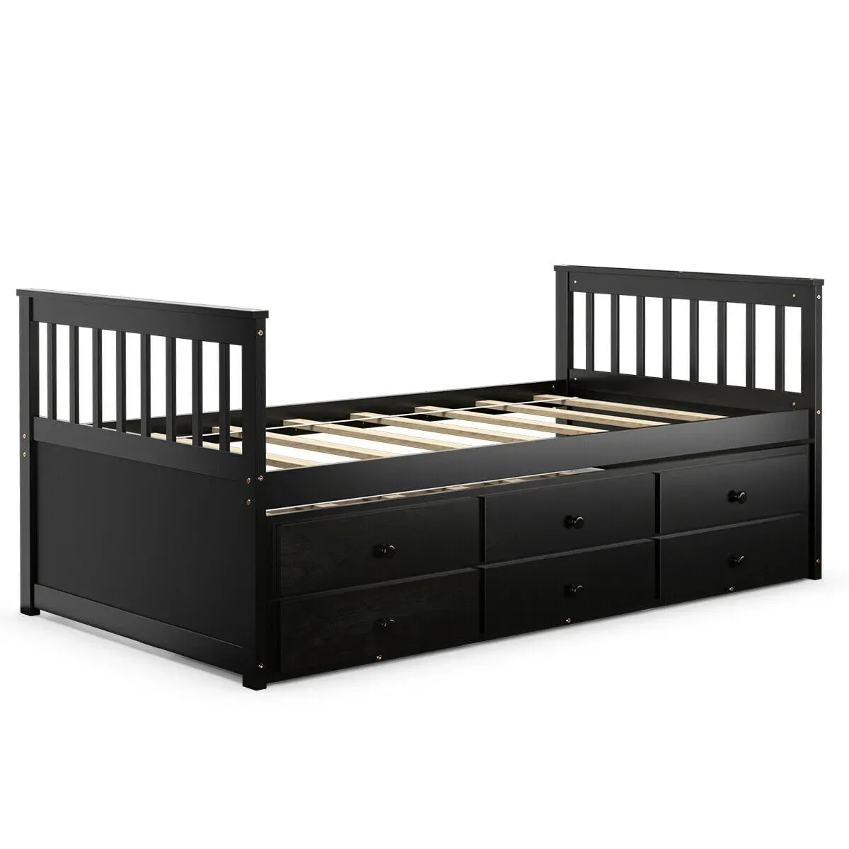 Twin Captain's Bed with Trundle and 3 Storage Drawers