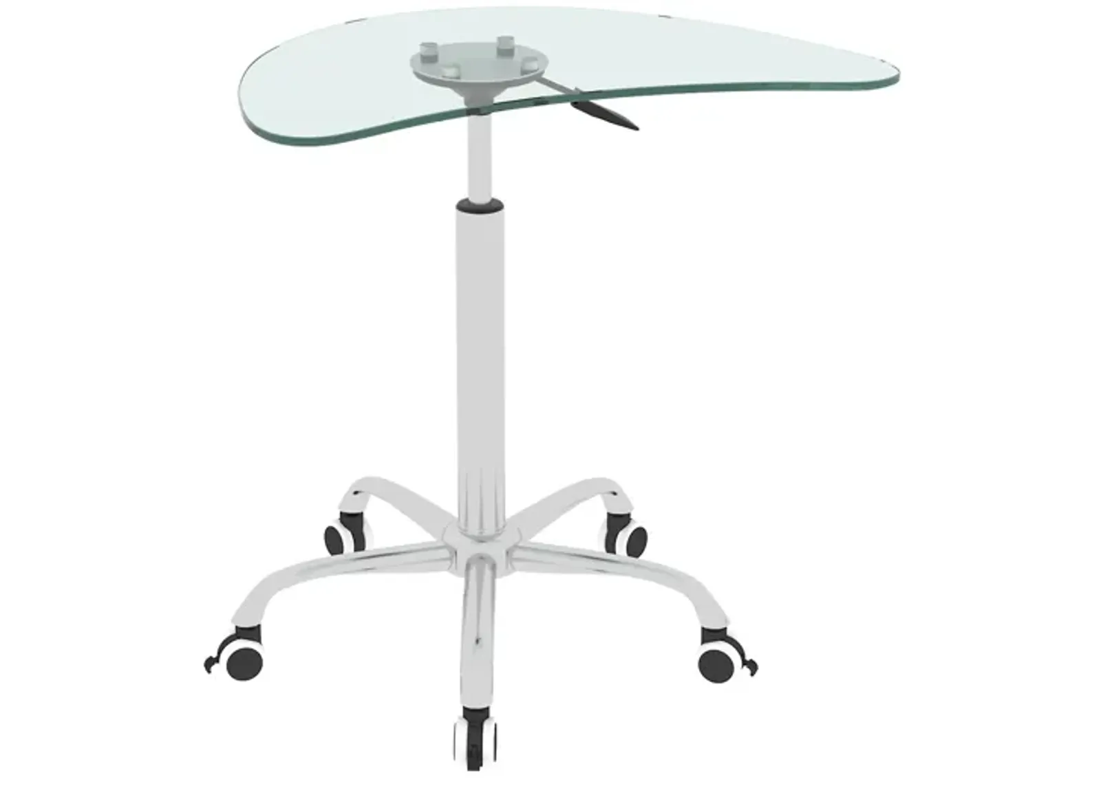 Hivvago Adjustable Height Tempered Glass Table Desk Table with Lockable Wheels