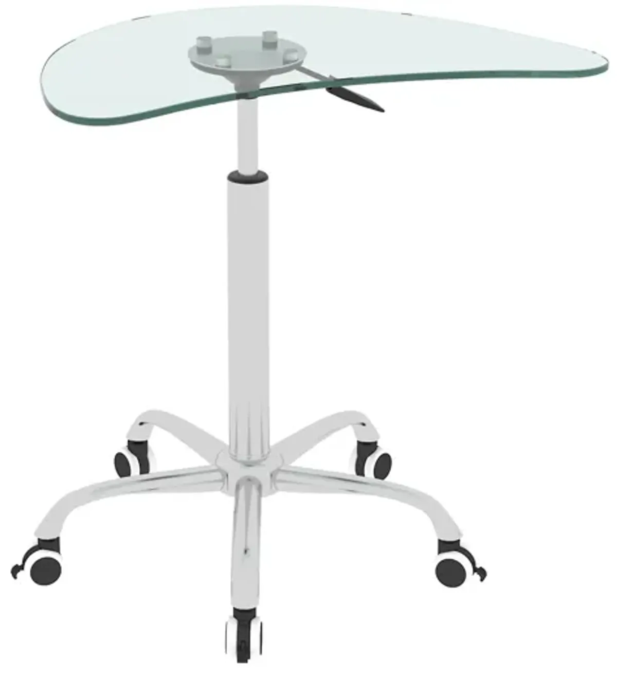 Hivvago Adjustable Height Tempered Glass Table Desk Table with Lockable Wheels