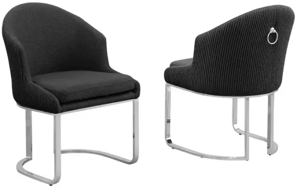 Best Quality Furniture Black With Silver Side Chairs, Set Of Two