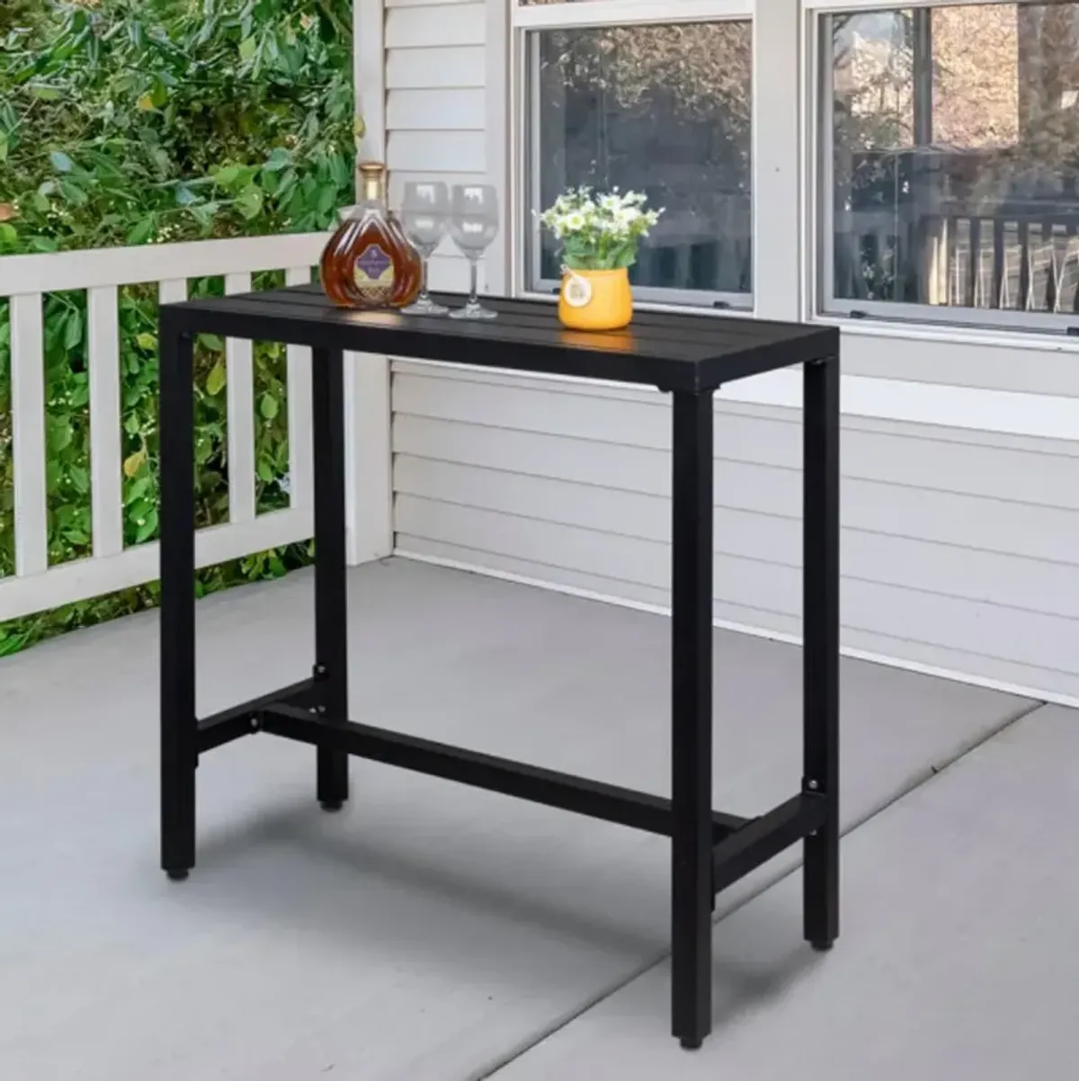 Adjustable Patio Bar Table Outdoor High Table with Easy Adjustment Knob for Versatile Use