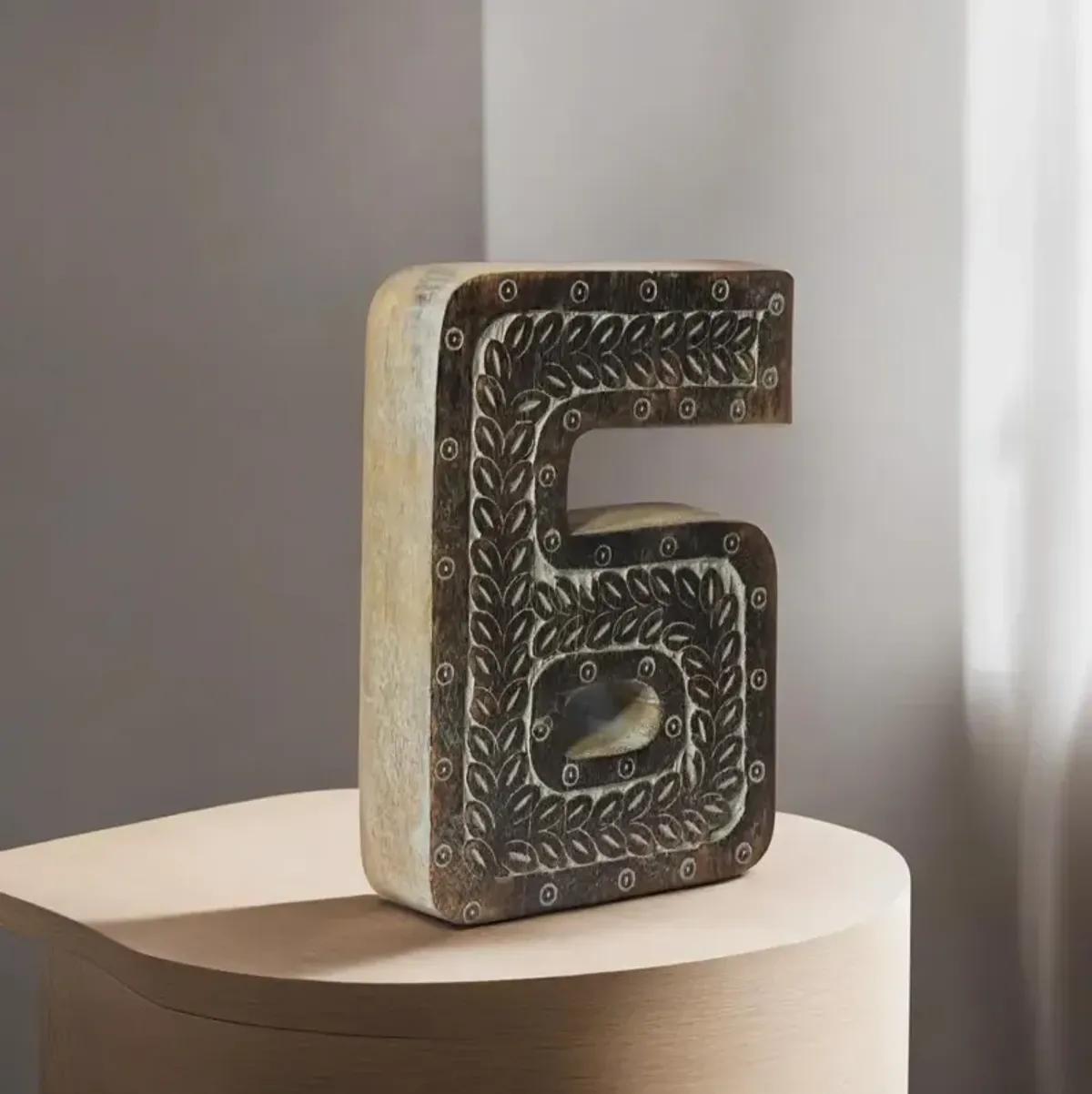 Vintage Gray Handmade Eco-Friendly "6" Numeric Number For Wall Mount & Table Top D�cor