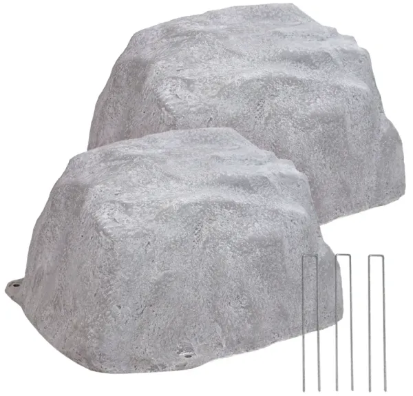 Low-Profile Artificial Polyresin Landscape Rock with Stakes - Set of 2