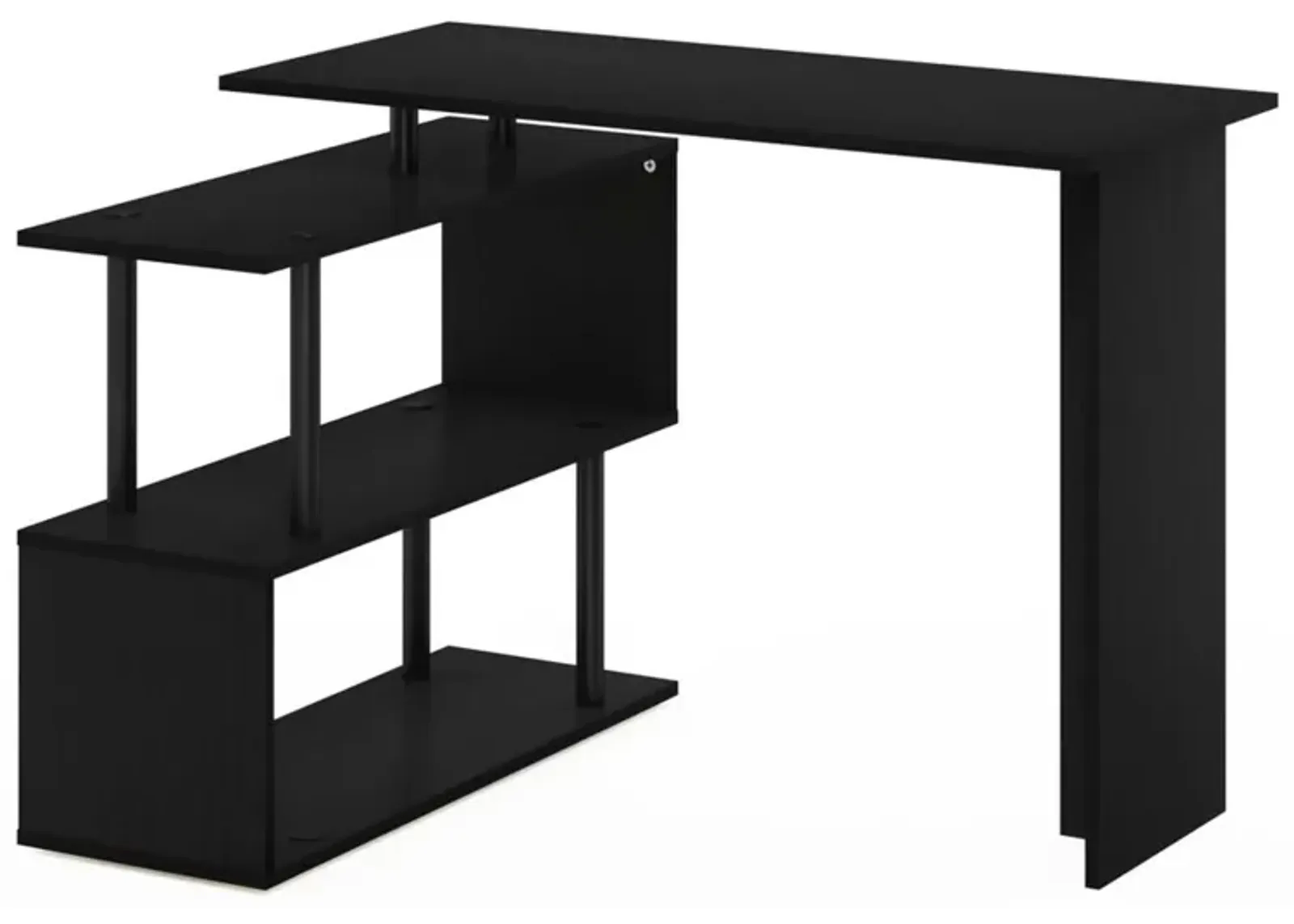 Furinno Furinno Moore L-Shape Computer Desk with 3-Tier Shelves, Americano/Black