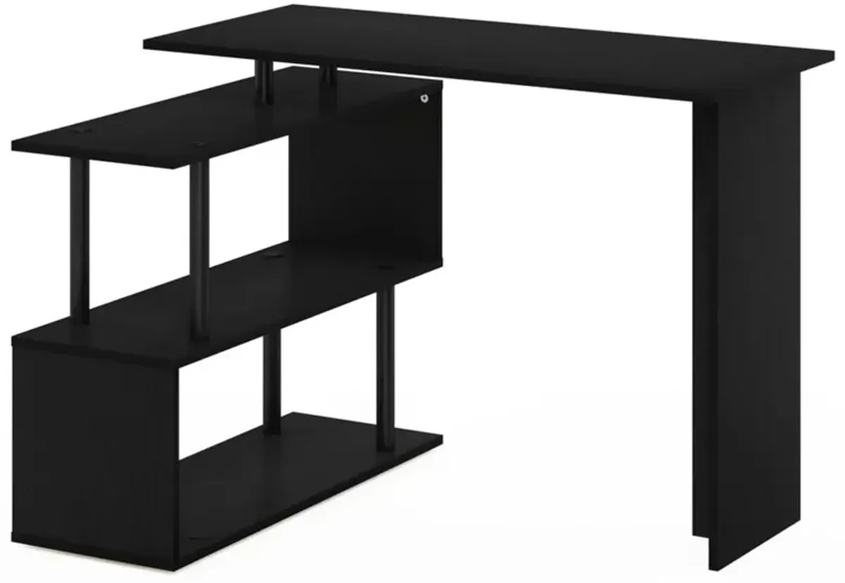 Furinno Furinno Moore L-Shape Computer Desk with 3-Tier Shelves, Americano/Black