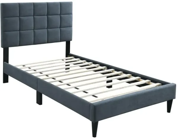 Lilian Full Bed, Soft Biscuit Tufted Charcoal Gray Linen Upholstery - Benzara