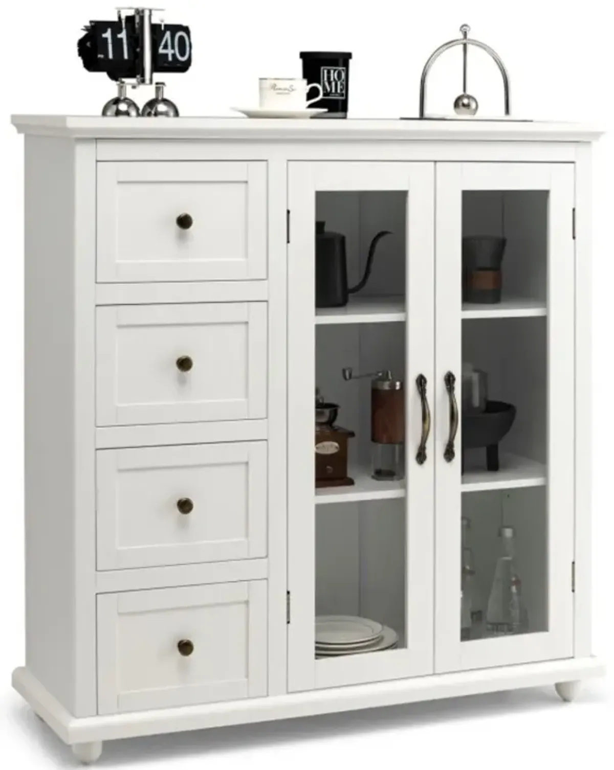 Hivvago Buffet Sideboard Table Kitchen Storage Cabinet with Drawers and Doors