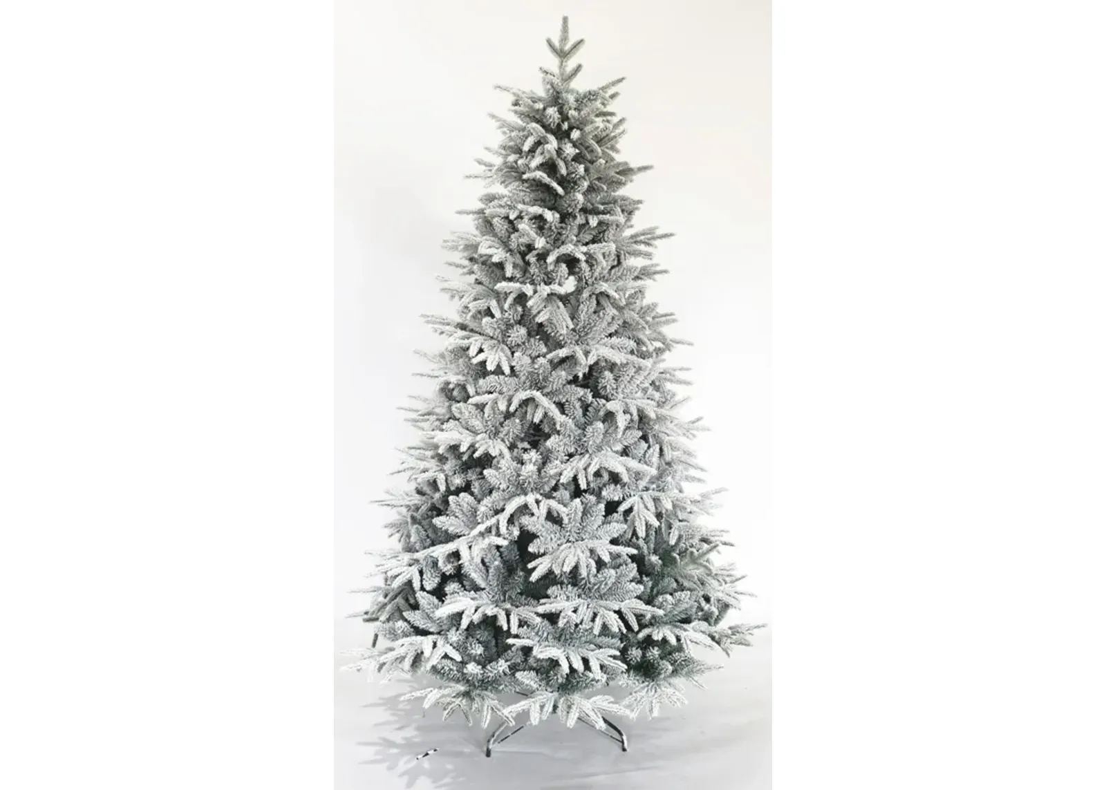 Snow Flocked Christmas Tree 7ft Artificial Hinged Pine Tree with White Realistic Tips Unlit