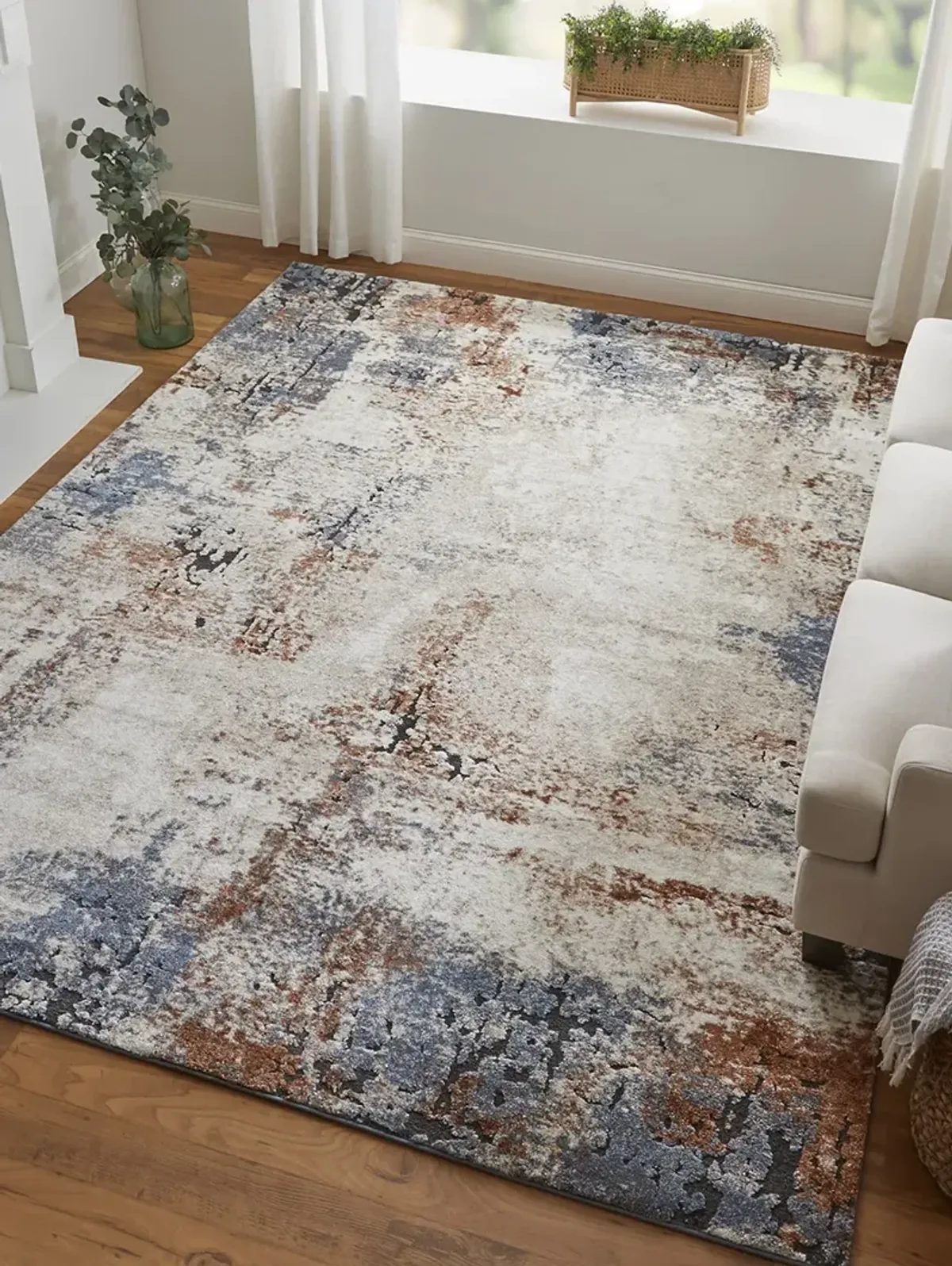 Gilmore 39MNF 5'3" x 8' Ivory/Blue/Taupe Rug