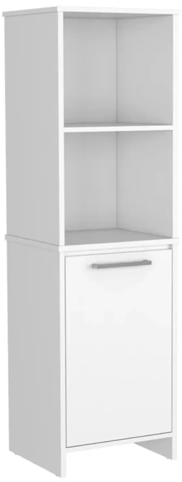 Eiffel Kitchen & Dining room Pantry, Two External Shelves, Single Door Cabinet, Two Interior Shelves White -White