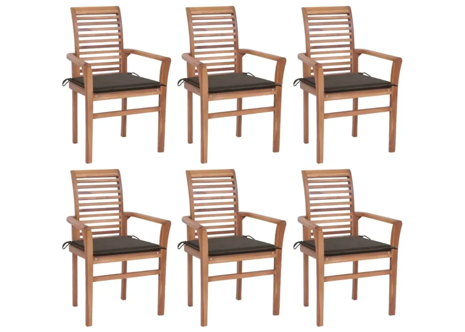 vidaXL Dining Chairs 6 pcs with Taupe Cushions Solid Teak Wood