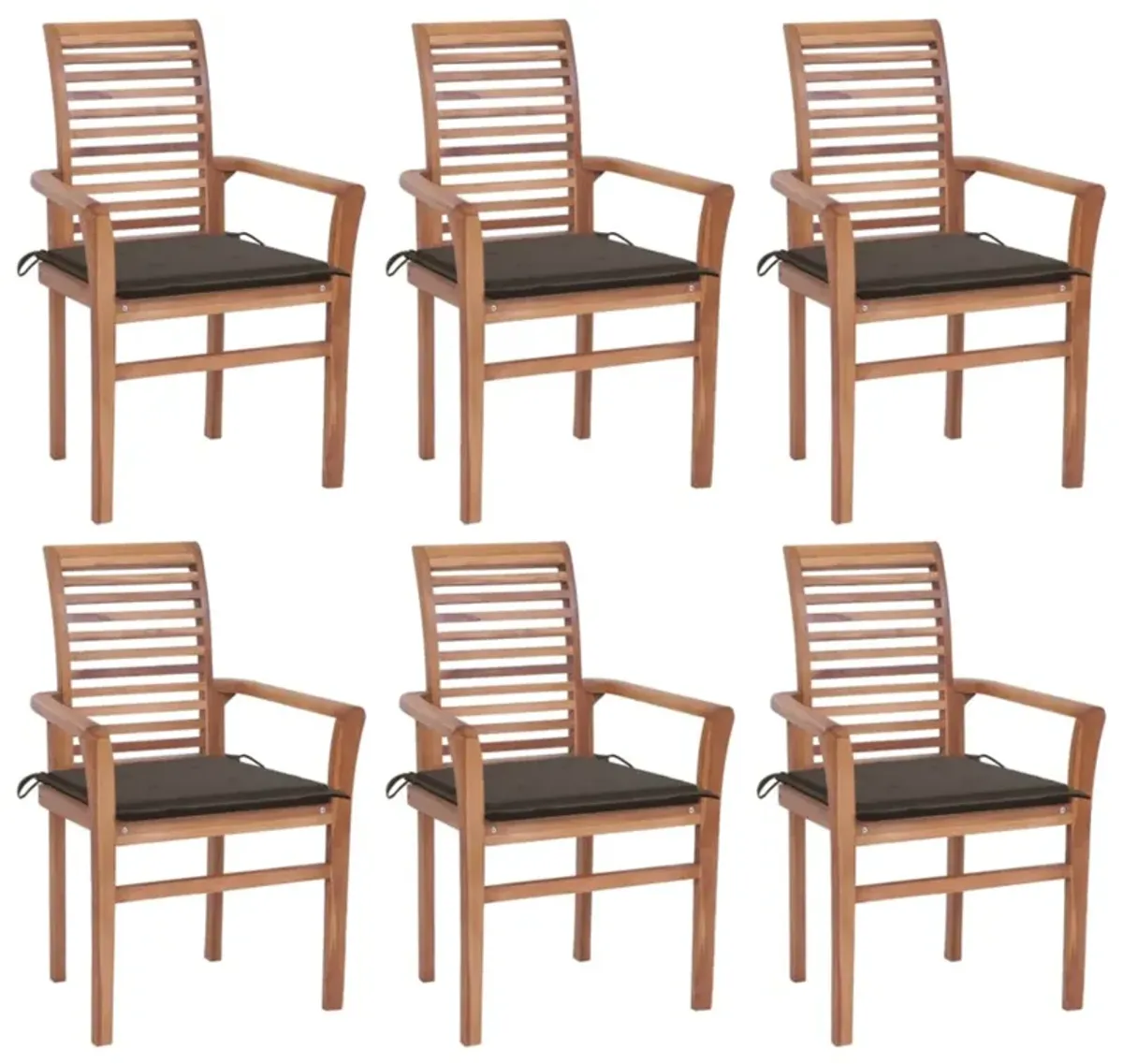 vidaXL Dining Chairs 6 pcs with Taupe Cushions Solid Teak Wood