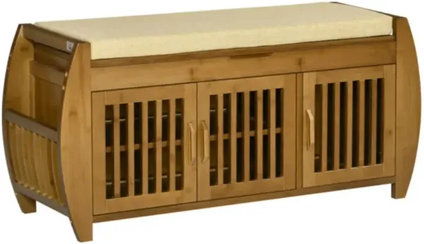 Shoe Bench with Storage Cabinets – Multifunctional Entryway Organizer for Shoes and Seating