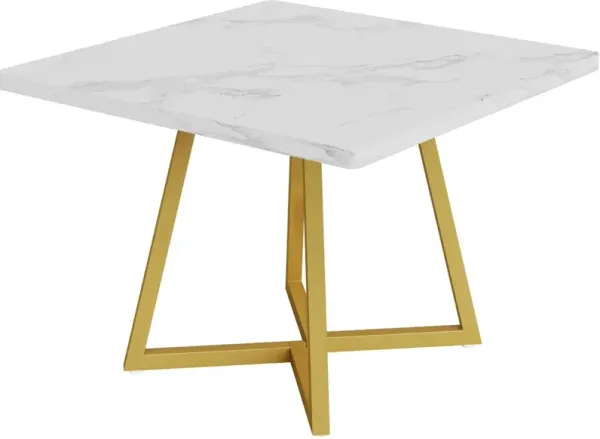 Tribesigns Square Dining Table for 2, 31.5" Modern Dinner Table with Metal Base, Kitchen Table for Dining Room, Small Space, Apartment, White & Gold