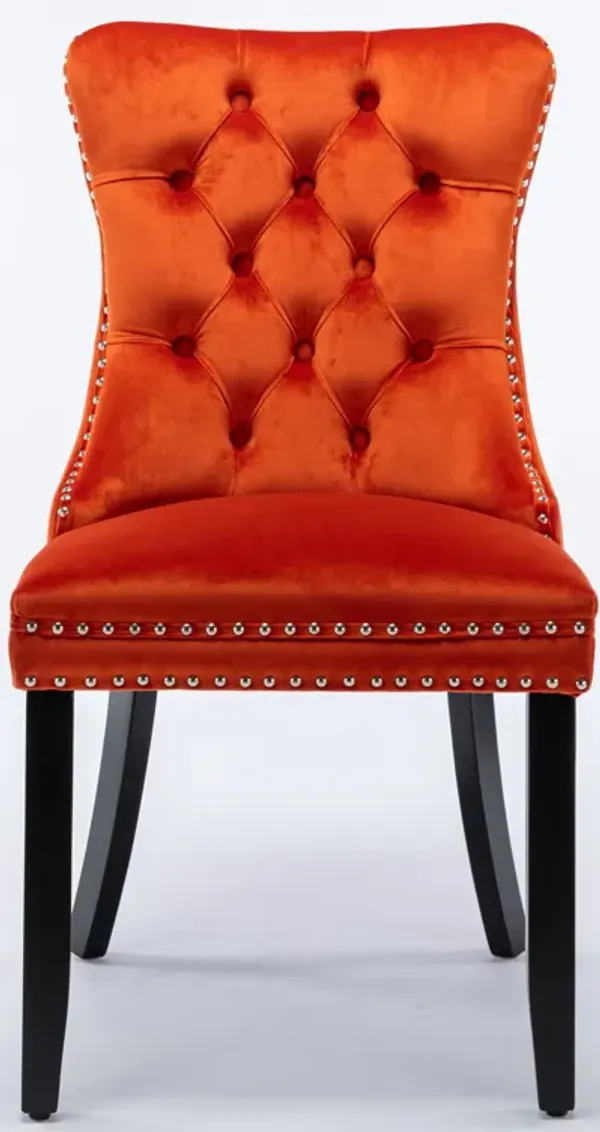 Streamdale Modern Velvet Upholstered Dining Chair Set, Orange
