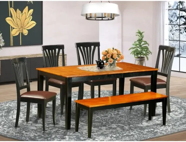 6 PC Kitchen Table set-Dining Table and 4 Dining Chairs plus a bench