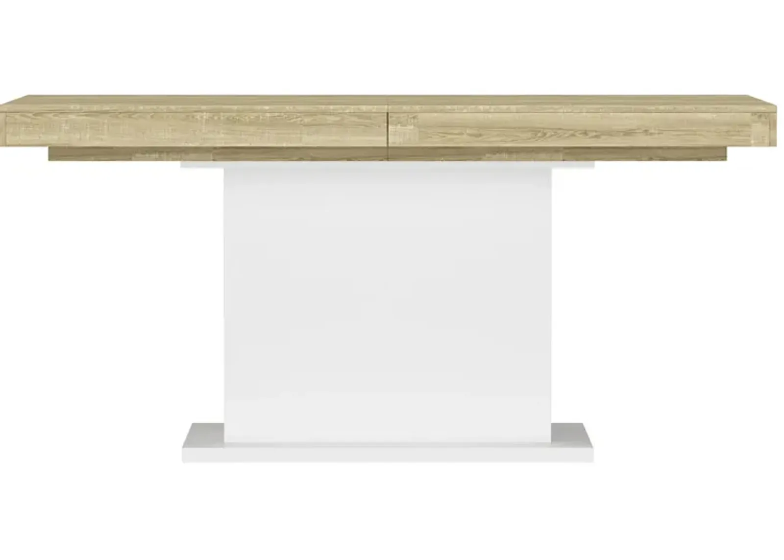 63- 78.7 in. Adjustable Width, Rectangle Wooden Grain Top & White Bottom, Home Office Desk, Computer Desk, Writing Desk