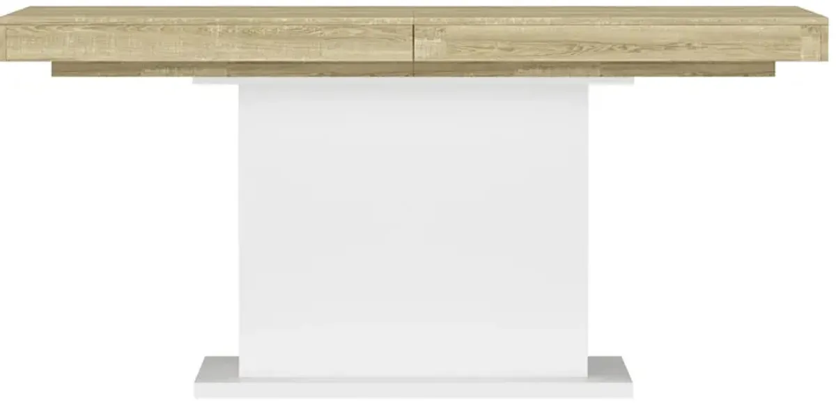 63- 78.7 in. Adjustable Width, Rectangle Wooden Grain Top & White Bottom, Home Office Desk, Computer Desk, Writing Desk