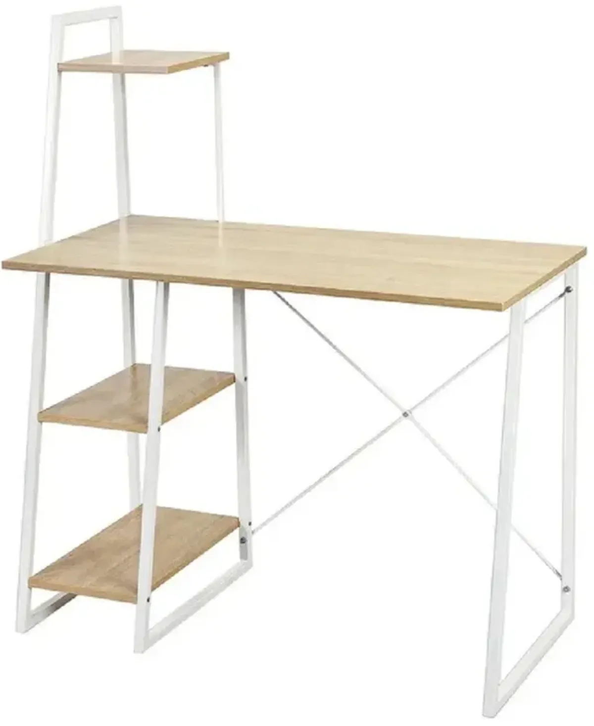 Study Workstation Computer Desk with 4 Tier Shelves