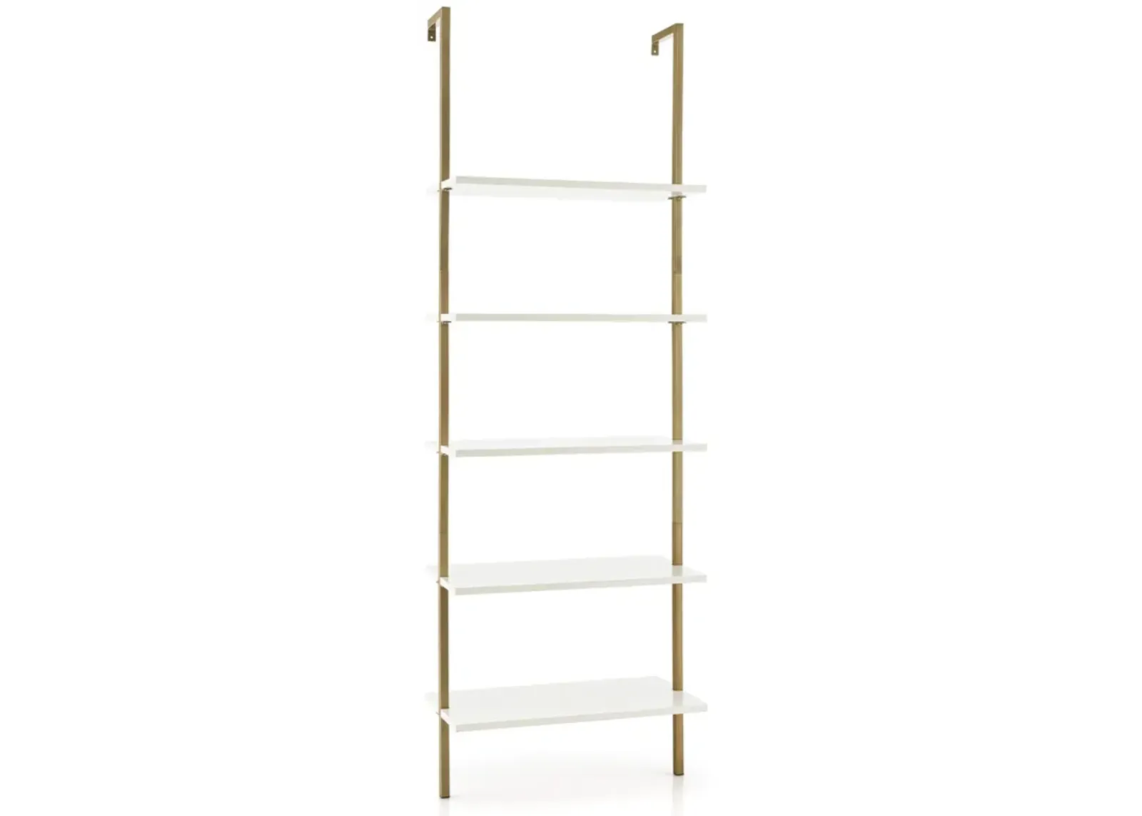 5 Tier Ladder Shelf Wall-Mounted Bookcase with Steel Frame