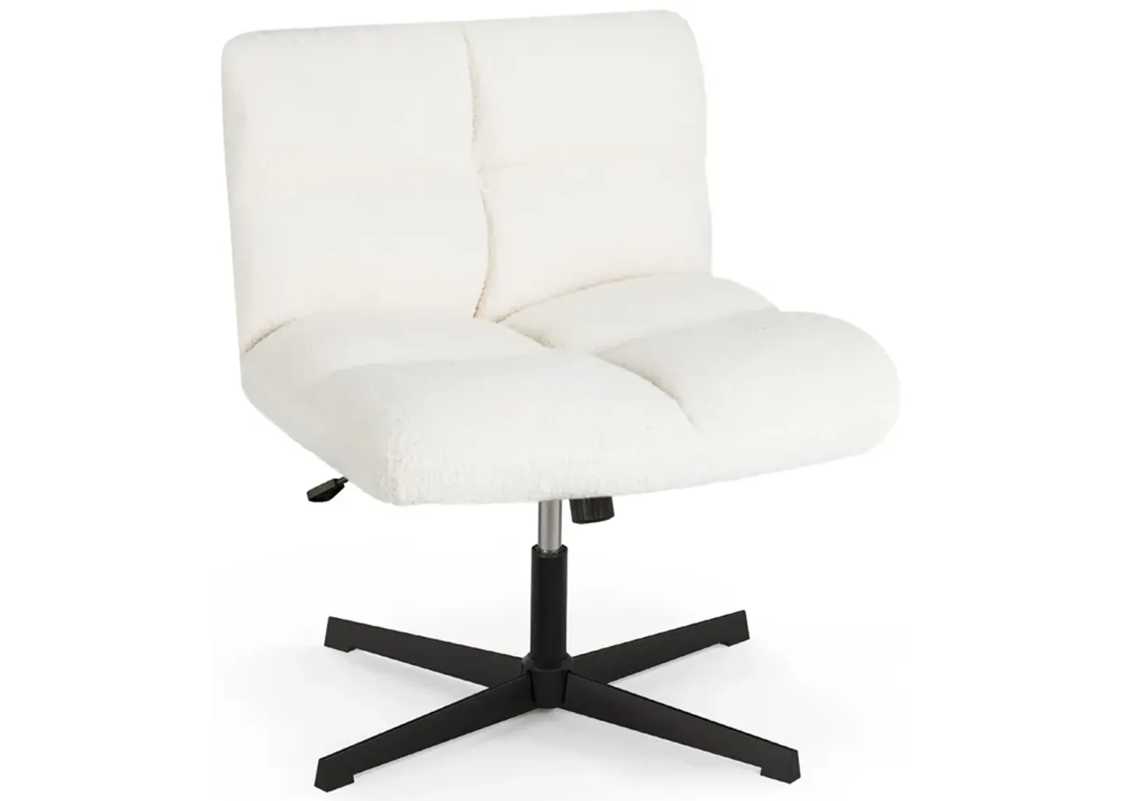 Costway Cross Legged Office Chair  Armless Office Desk Chair with Imitation Lamb Fleece