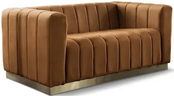 Meridian Furniture Marlon Saddle Velvet Loveseat