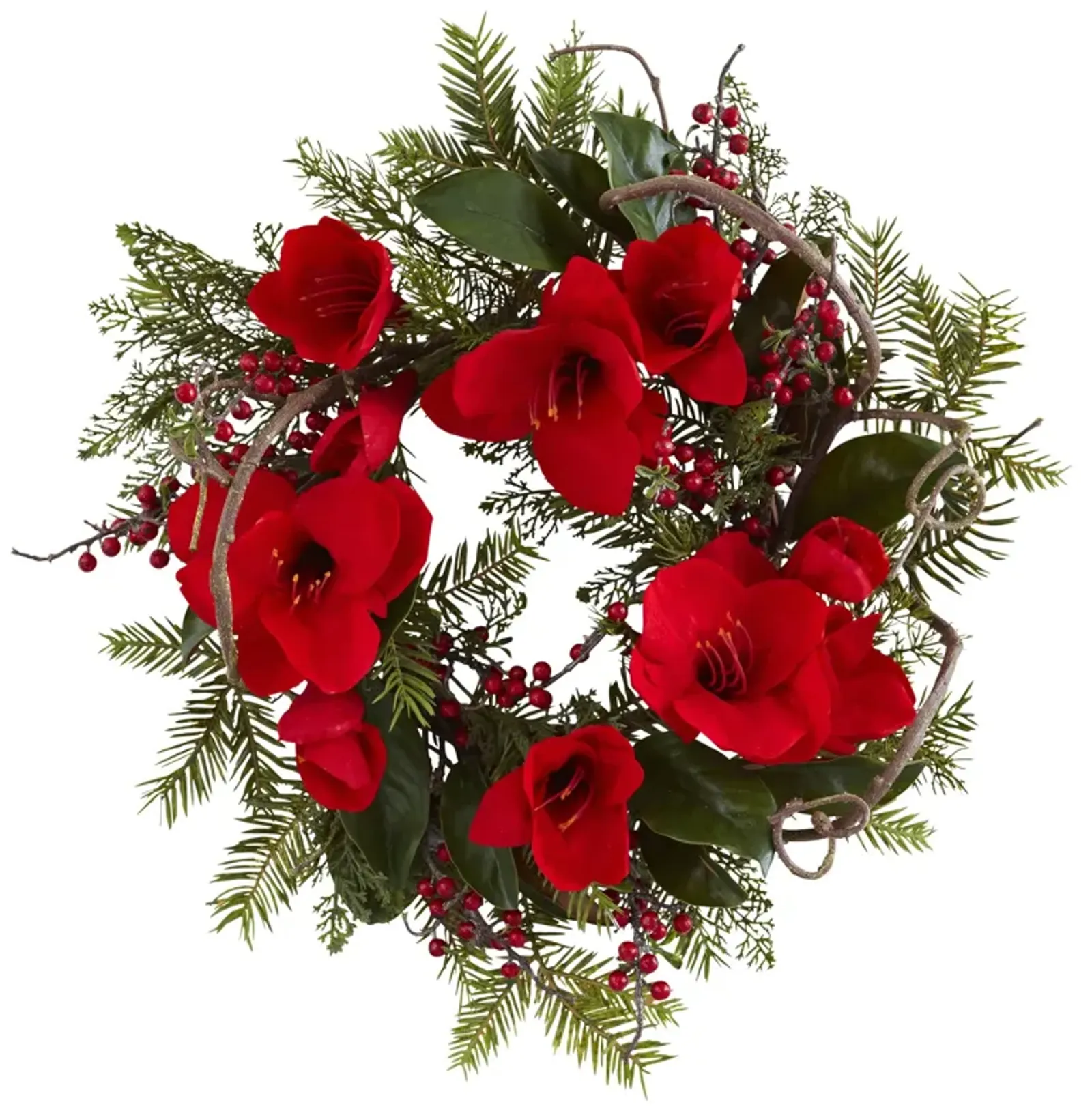 Hivvago 24" Amaryllis Wreath